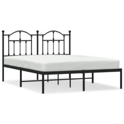 Berkfield Home Metal Bed Frame with Headboard Black 140x200 cm - thumbnail 2