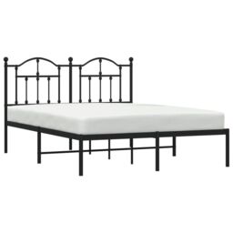 Berkfield Home Metal Bed Frame with Headboard Black 140x200 cm - thumbnail 3