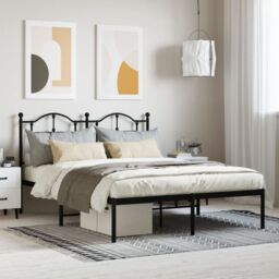 Berkfield Home Metal Bed Frame with Headboard Black 140x200 cm