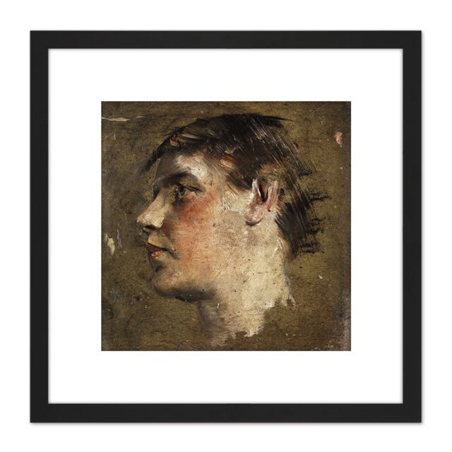 Artery8 Klinger Portrait Of Boy Head Face Painting 8X8 Inch Square Wooden Framed Wall Art Print Picture with Mount in Black - image 1