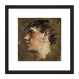 Artery8 Klinger Portrait Of Boy Head Face Painting 8X8 Inch Square Wooden Framed Wall Art Print Picture with Mount in Black - thumbnail 1