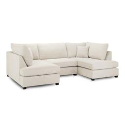 Furnishings For Less UK California Classic Fabric Beige U shaped 6 Seater Sofa + Footstool - thumbnail 7