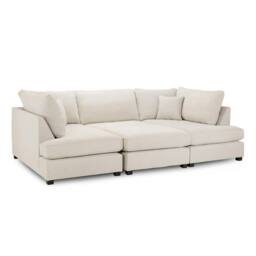 Furnishings For Less UK California Classic Fabric Beige U shaped 6 Seater Sofa + Footstool - thumbnail 6