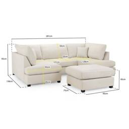 Furnishings For Less UK California Classic Fabric Beige U shaped 6 Seater Sofa + Footstool - thumbnail 4
