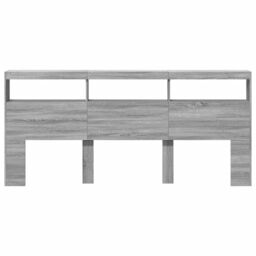 Berkfield Home Headboard Cabinet with LED Grey Sonoma 220x17x102 cm - Size: 220 x 17 x 102 cm - thumbnail 6