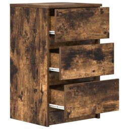 Berkfield Home Bedside Cabinets with 3 Drawers 2 pcs Smoked Oak 39x35x65 cm in Brown - Size: 39 x 35 x 65 cm - thumbnail 6