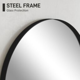 HOMCOM Arch Bathroom Mirror, Wall Mirror with Steel Frame, 60 x 90cm, Black - Size: 60 x 90 cm - thumbnail 4