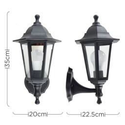 ValueLights Mayfair Pair of Traditional Black Outdoor Night Wall Lamp Lantern Light - thumbnail 6