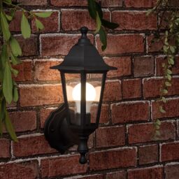 ValueLights Mayfair Pair of Traditional Black Outdoor Night Wall Lamp Lantern Light - thumbnail 5