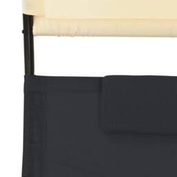 Berkfield Home Suitable Double Sun Lounger with Canopy Textilene Black & Cream - thumbnail 6