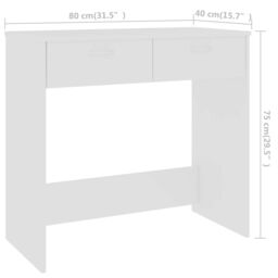 Berkfield Home Desk White 80x40x75 cm Engineered Wood - Size: 80 x 40 x 75 cm - thumbnail 6