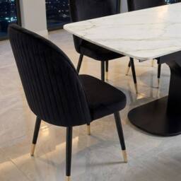 HOME LUXE INTERIOR Sapphire 140-180cm Extending White Quartz Table & 6 Black Liza Chairs - Size: 10ft - thumbnail 5