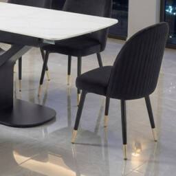 HOME LUXE INTERIOR Sapphire 140-180cm Extending White Quartz Table & 6 Black Liza Chairs - Size: 10ft - thumbnail 7