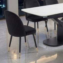 HOME LUXE INTERIOR Sapphire 140-180cm Extending White Quartz Table & 6 Black Liza Chairs - Size: 10ft - thumbnail 8