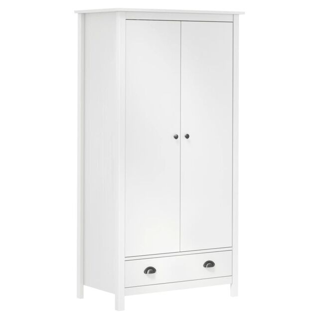 Berkfield Home 2-Door Wardrobe Hill White 89x50x170 cm Solid Pine Wood - Size: 89 x 50 x 170 cm - image 1