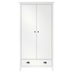 Berkfield Home 2-Door Wardrobe Hill White 89x50x170 cm Solid Pine Wood - Size: 89 x 50 x 170 cm - thumbnail 2