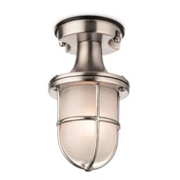 Netlighting Nautic 1 Light Outdoor Flush Light Nickel with Frosted Glass IP54 E27 in Silver
