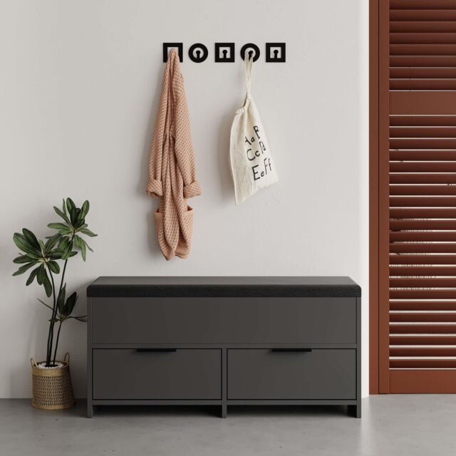 Decortie 'Cove' Shoe Storage Bench Lift-Up Lid Drop Door 106cm in Dark Grey - Size: 1 Pack - image 1