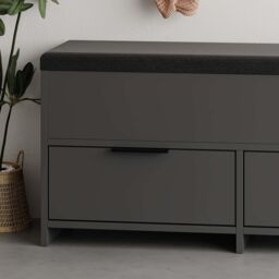 Decortie 'Cove' Shoe Storage Bench Lift-Up Lid Drop Door 106cm in Dark Grey - Size: 1 Pack - thumbnail 3