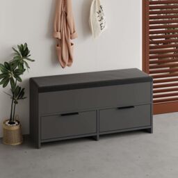 Decortie 'Cove' Shoe Storage Bench Lift-Up Lid Drop Door 106cm in Dark Grey - Size: 1 Pack - thumbnail 5