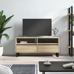 Berkfield Home TV Cabinet Sonoma Oak 100x34.5x44.5 cm Engineered Wood in Brown - thumbnail 1