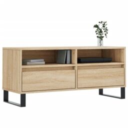 Berkfield Home TV Cabinet Sonoma Oak 100x34.5x44.5 cm Engineered Wood in Brown - thumbnail 3
