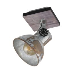 Loops Wall Light / Adjustable Spotlight Wood & Antique Steel 1 x 40W E27 Bulb in Metallics - thumbnail 1