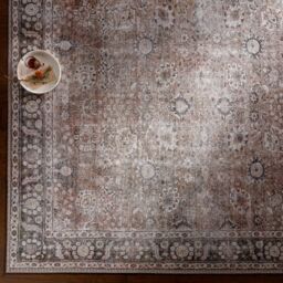 Livabliss Colin-Washable Brown Orange Grey Traditionnal Vintage Boho Living Dining Rug - Size: 200 cm x 275 cm - thumbnail 7