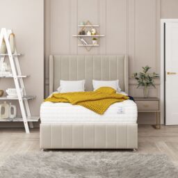 "Bed Choices Brisbane Upholstered Divan Bed 2 drawers, Mattress & 54"" Headboard in Cream - Size: Double" - thumbnail 2