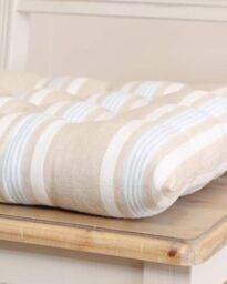 Dibor Set of 4 Traditional Striped Outdoor Chair Seat Pad Garden Furniture Cushions L40cm x W40cm in Beige - Size: 40 cm x 40 cm - thumbnail 4