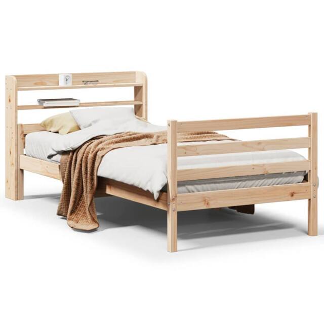 Berkfield Home Bed Frame with Headboard without Mattress 100x200 cm in Natural - image 1