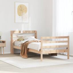 Berkfield Home Bed Frame with Headboard without Mattress 100x200 cm in Natural - thumbnail 2