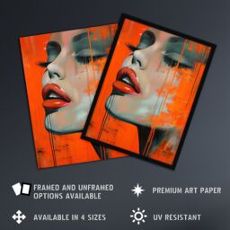 Artery8 Blood Orange Desire Summer Makeup Model Portrait Framed Art Print - Size: A4 - thumbnail 2