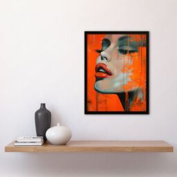 Artery8 Blood Orange Desire Summer Makeup Model Portrait Framed Art Print - Size: A4 - thumbnail 4
