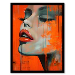 Artery8 Blood Orange Desire Summer Makeup Model Portrait Framed Art Print - Size: A4 - thumbnail 1