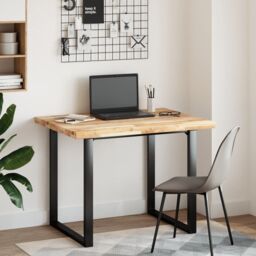 Berkfield Home Desk Top Untreated 100x80x4 cm Solid Wood Acacia in Brown - Size: 100 x 80 x 4 cm - thumbnail 2