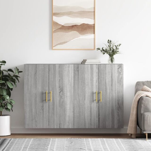 Berkfield Home Wall Mounted Cabinets 2 pcs Grey Sonoma 69.5x34x90 cm - image 1