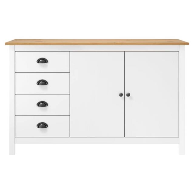 Berkfield Home Sideboard Hill White 130x40x80 cm Solid Pine Wood - Size: 130 x 40 x 80 cm - image 1