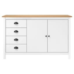 Berkfield Home Sideboard Hill White 130x40x80 cm Solid Pine Wood - Size: 130 x 40 x 80 cm - thumbnail 1
