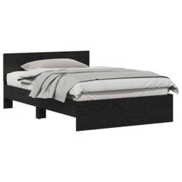 Berkfield Home Bed Frame with Headboard Black Oak 120 x 190 cm Wood - thumbnail 3