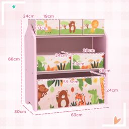 AIYAPLAY Girl's Kids Toy Storage Unit with 6 Storage Boxes for Playroom, Pink - thumbnail 3