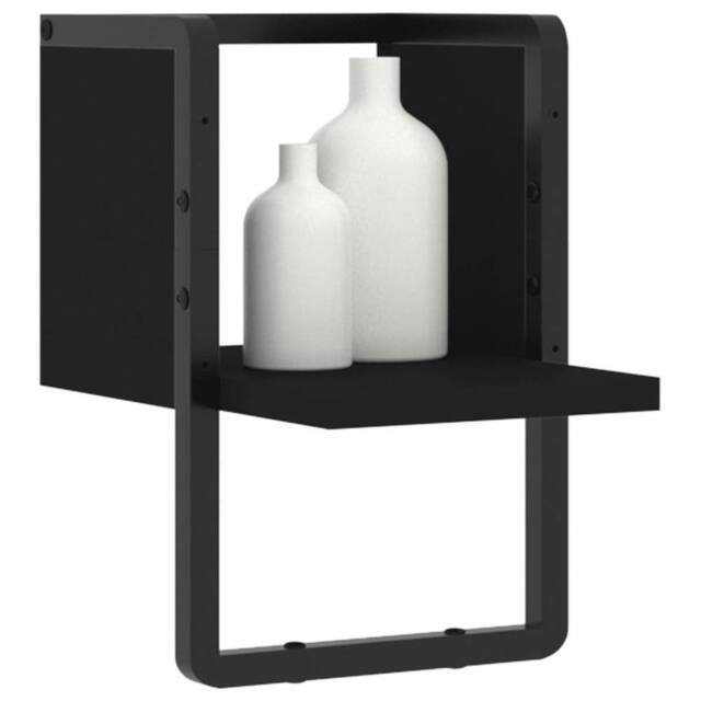 Berkfield Home Beautiful Wall Shelf with Bar Black 20x25x30 cm - Size: 20 x 25 x 30 cm - image 1