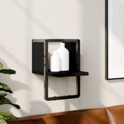 Berkfield Home Beautiful Wall Shelf with Bar Black 20x25x30 cm - Size: 20 x 25 x 30 cm - thumbnail 2