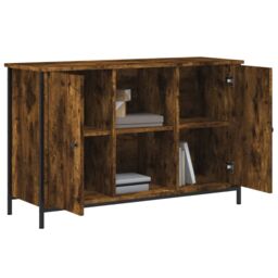 Berkfield Home TV Cabinet Smoked Oak 100x35x65 cm Engineered Wood in Brown - Size: 100 x 35 x 65 cm - thumbnail 4