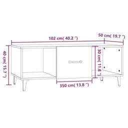 Berkfield Home Coffee Table Smoked Oak 102x50x40 cm Engineered Wood in Brown - Size: 102 x 50 x 40 cm - thumbnail 8