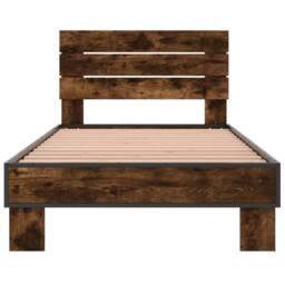 Berkfield Home Bed Frame without Mattress Smoked Oak 90x200 cm in Brown - thumbnail 4