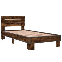 Berkfield Home Bed Frame without Mattress Smoked Oak 90x200 cm in Brown - thumbnail 3