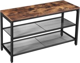 VASAGLE Industrial Shoe Storage Bench Mesh Shelves Metal Design in Brown - thumbnail 7