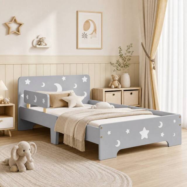 STILVORA Toddler Bed with Side Rails Grey - Size: Small Single - image 1