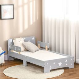 STILVORA Toddler Bed with Side Rails Grey - Size: Small Single - thumbnail 2